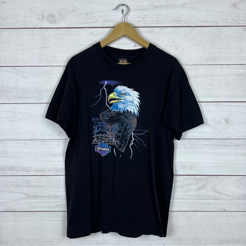 Vintage 1995 Harley Davidson Eagle Thunder Lightning T-Shirt Large